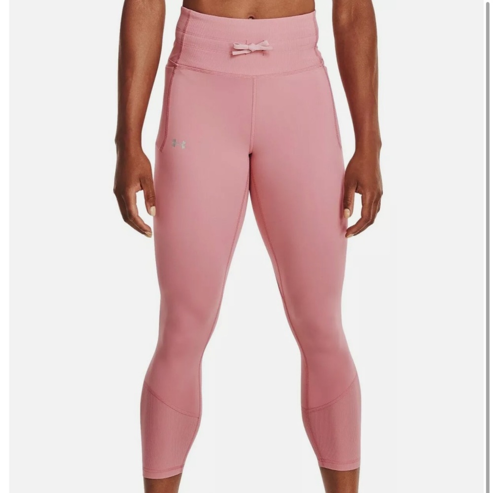NWT UNDERARMOUR MERIDIAN RIB NO-SLIP 7/8 ANKLE LEGGINGS SIZE XS ROSE